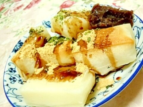 気軽に食べよ❤角餅で青海苔きな粉生姜の砂糖醤油❤